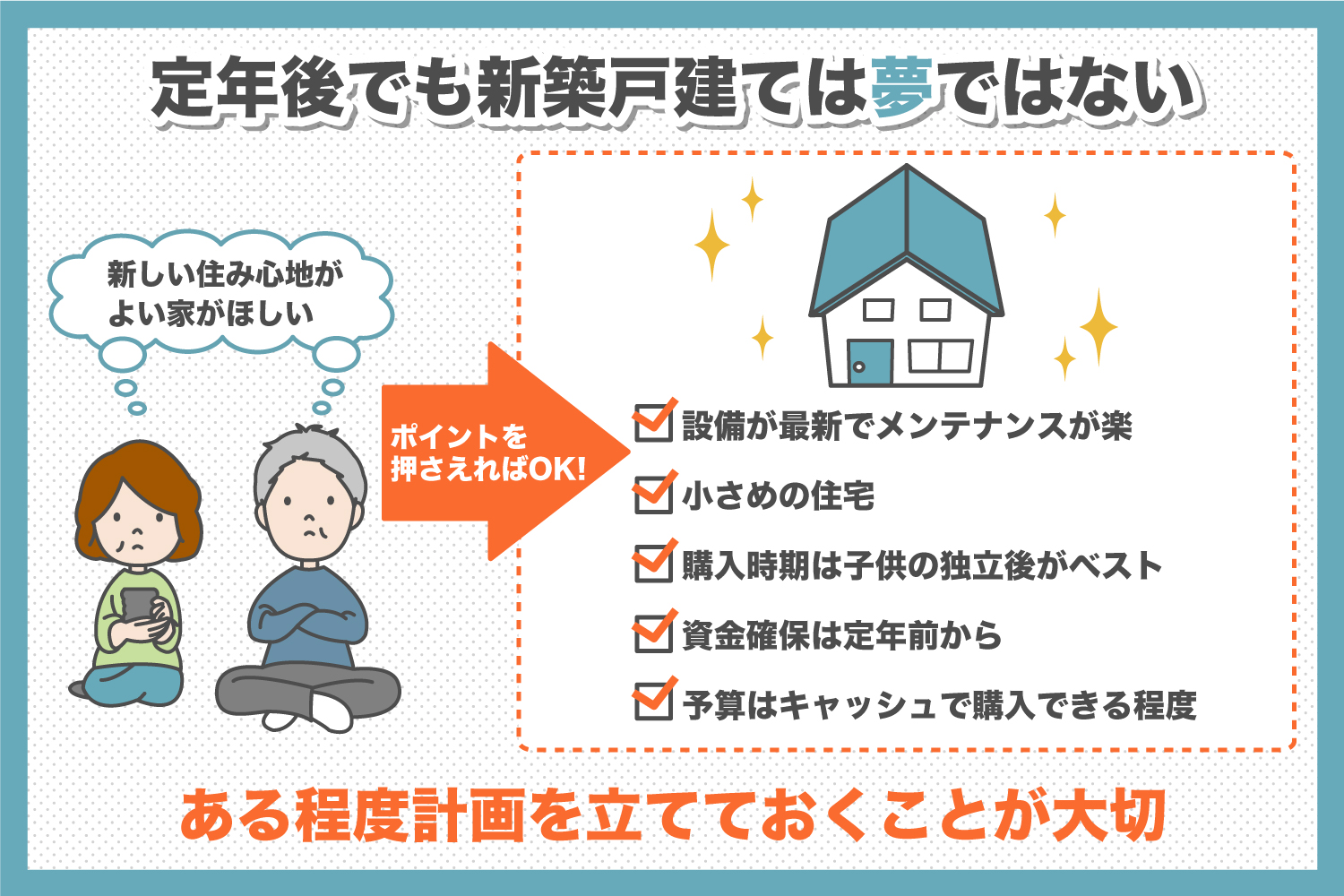 定年後に新築戸建てを買うのはアリ 老後のための住宅選びとは 徳島の工務店で注文住宅を建てるなら まもる建設 定年後に新築戸建てを買うのはアリ 老後のための住宅選びとは 徳島の工務店で注文住宅を建てるなら まもる建設